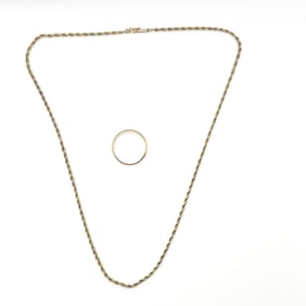 14K Chain Necklace and Wedding Band
