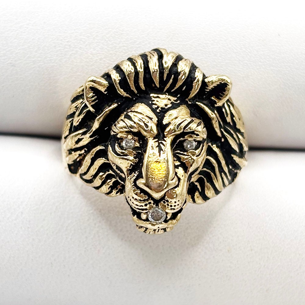 14K Lion Head Diamond Ring (1 of 3)