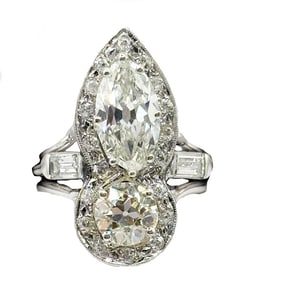 14K Gold 3.68ct Old Mine cut Diamond Ring
