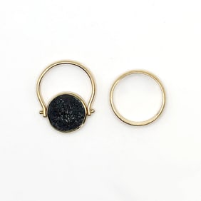 Two 14K Yellow Gold Coin Rings
