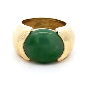 14K Gold men's Jade Ring