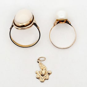 Six piece Lot 14K and 18K Ring misc jewelry
