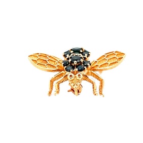 14K Yellow Gold Sapphire Bumble Bee Pin