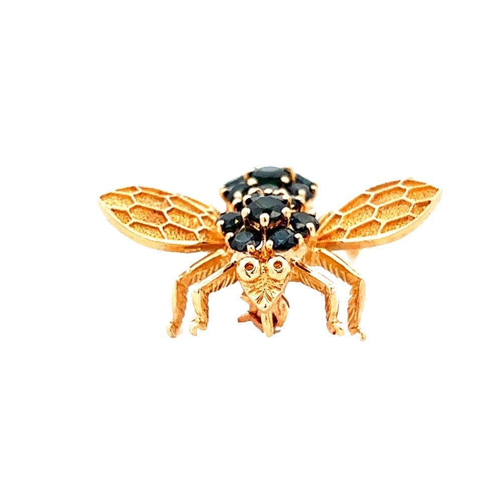 14K Yellow Gold Sapphire Bumble Bee Pin (1 of 4)
