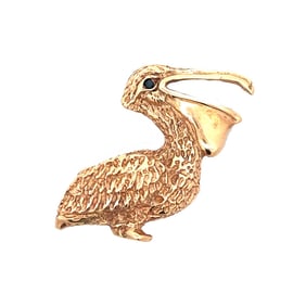 14K Yellow Gold Pelican Bird Pin or Pendant