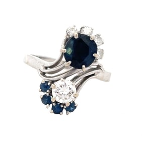 Platinum Diamond and Sapphire Ring
