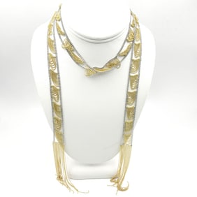 18K Bi Color Gold Scarf / Lariat Necklace