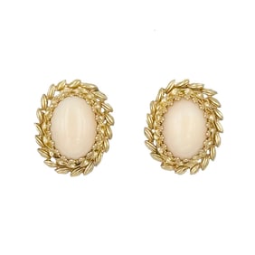 Vintage 14K Gold Angel Skin Coral Earrings