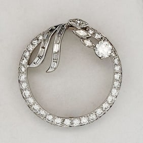 Vintage Platinum 2.75ct Diamond Circle Pin or Pendant