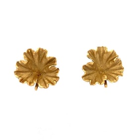 14K Yellow Gold Organic Flower Earrings