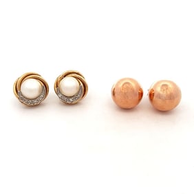Two pairs of 4K Gold Earrings