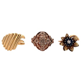 Three 14K Gold Gemstone Rings