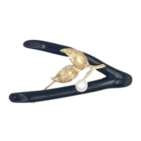 14K Black Coral and Pearl Pin