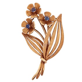 Vintage Tiffany & Co 14K Sapphire Pin