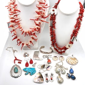 Twenty-Three pc Sterling Silver Jewelry Lot Signed