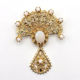 14K Gold Opal Pin