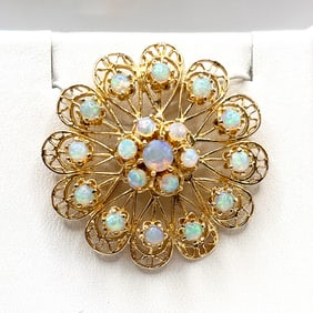 14K Gold Opal Pin