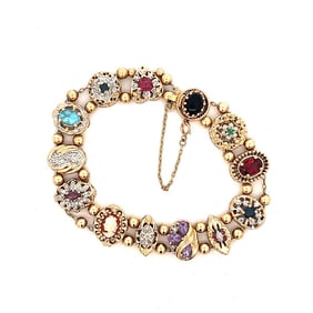 14K Yellow Gold Gemstone Slide Bracelet