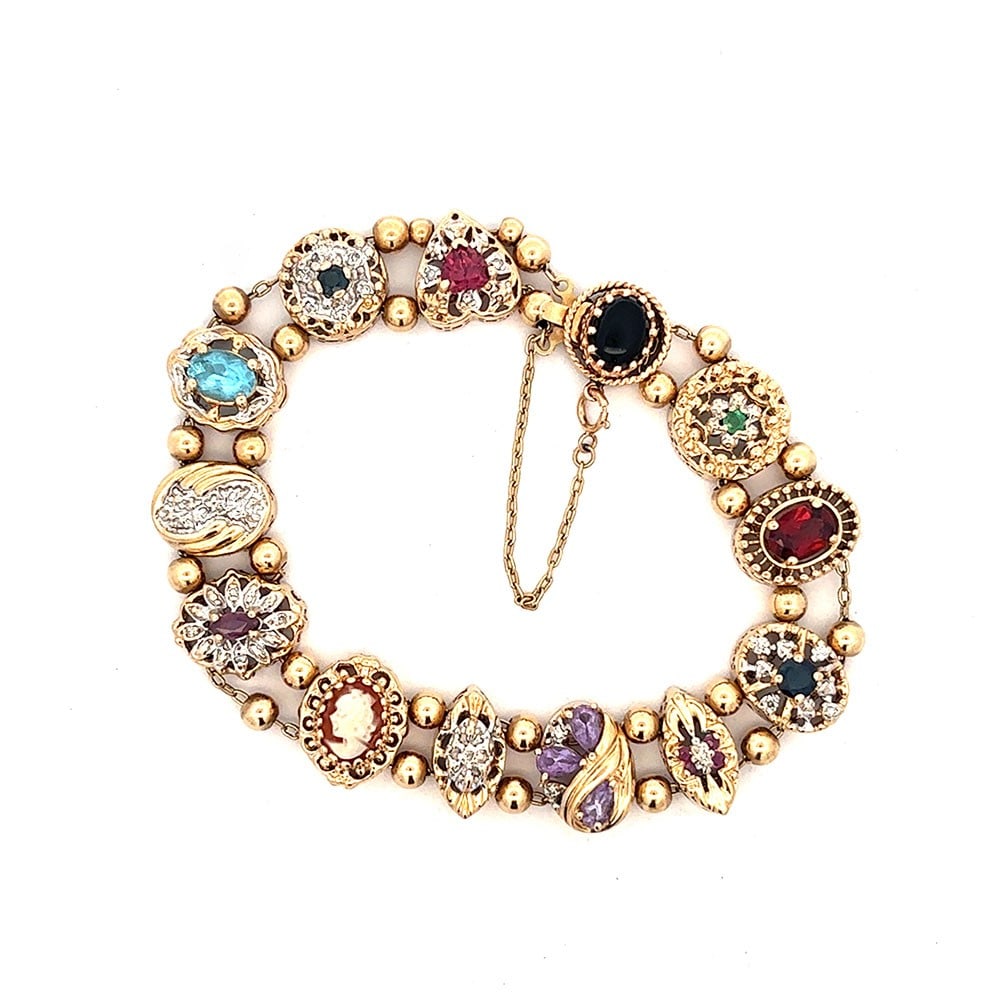 14K Yellow Gold Gemstone Slide Bracelet (1 of 3)