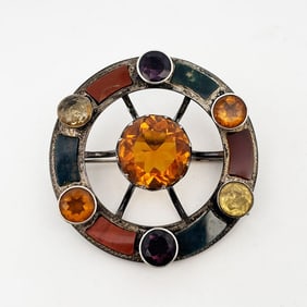 Antique Scottish Agate Brooch/ Pin