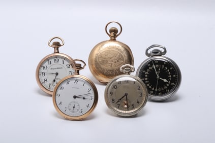 Five Pocket Watches, Including: Hampden, Howard etc.