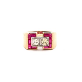 14K Mens Ruby and Diamond Ring