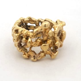 Brutalist circa 1970 14K Open Work Ring