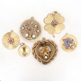 Group of Six 14K Gold Charms