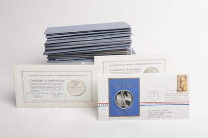 A Group of Postmasters Of America Commemorative Sterling Coins