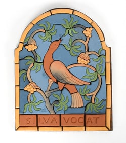 Moravian Pottery & Tile Works Mosaic Tiled Redware Pottery Wall Plaque, 1985