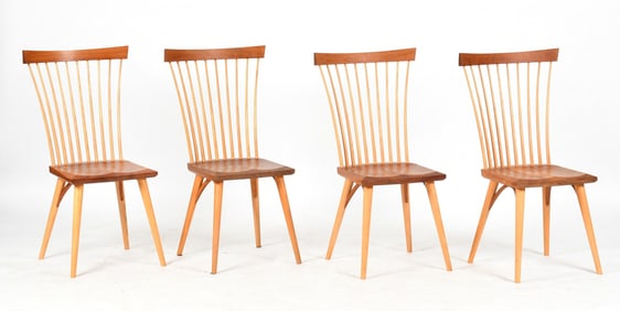 Four Thomas Moser Cherry and Ash 'Eastward' Side Chairs, Dated 2007-2012