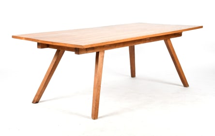 Country Oak Splay Leg Farmhouse Table, 19th Century
