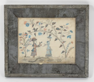 Naive Child's Pencil Drawing on Ruled Paper, Early 20th Century