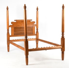Sheraton Birdseye Maple Bed, Second Quarter 19th Century