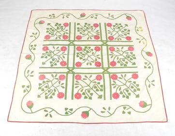 American Floral Applique 'Garden Maze' Quilt, Circa 1870