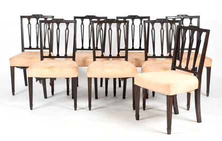Eight Federal Style Carved Mahogany Dining Chairs, 19th Century and Later