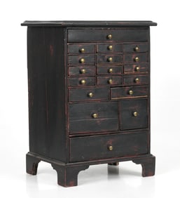 Chippendale Style Black-Painted Softwood Miniature Chest of Drawers
