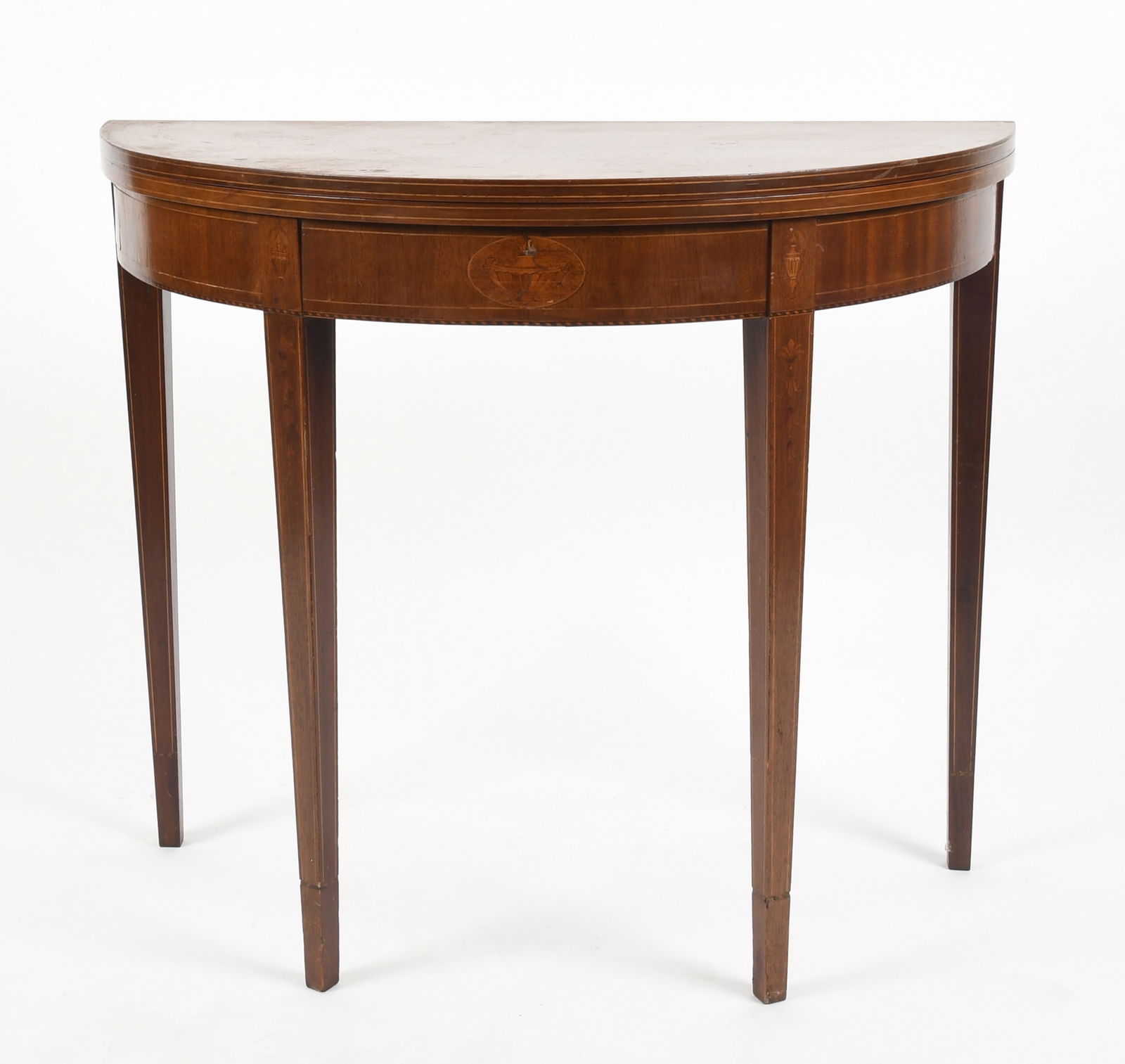 Federal Style Inlaid Mahogany Demilune Card Table, Late 19th Century (1 of 10)