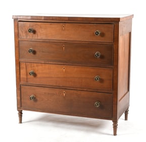 American Sheraton Walnut Chest of Drawers, First Quarter 19th Century