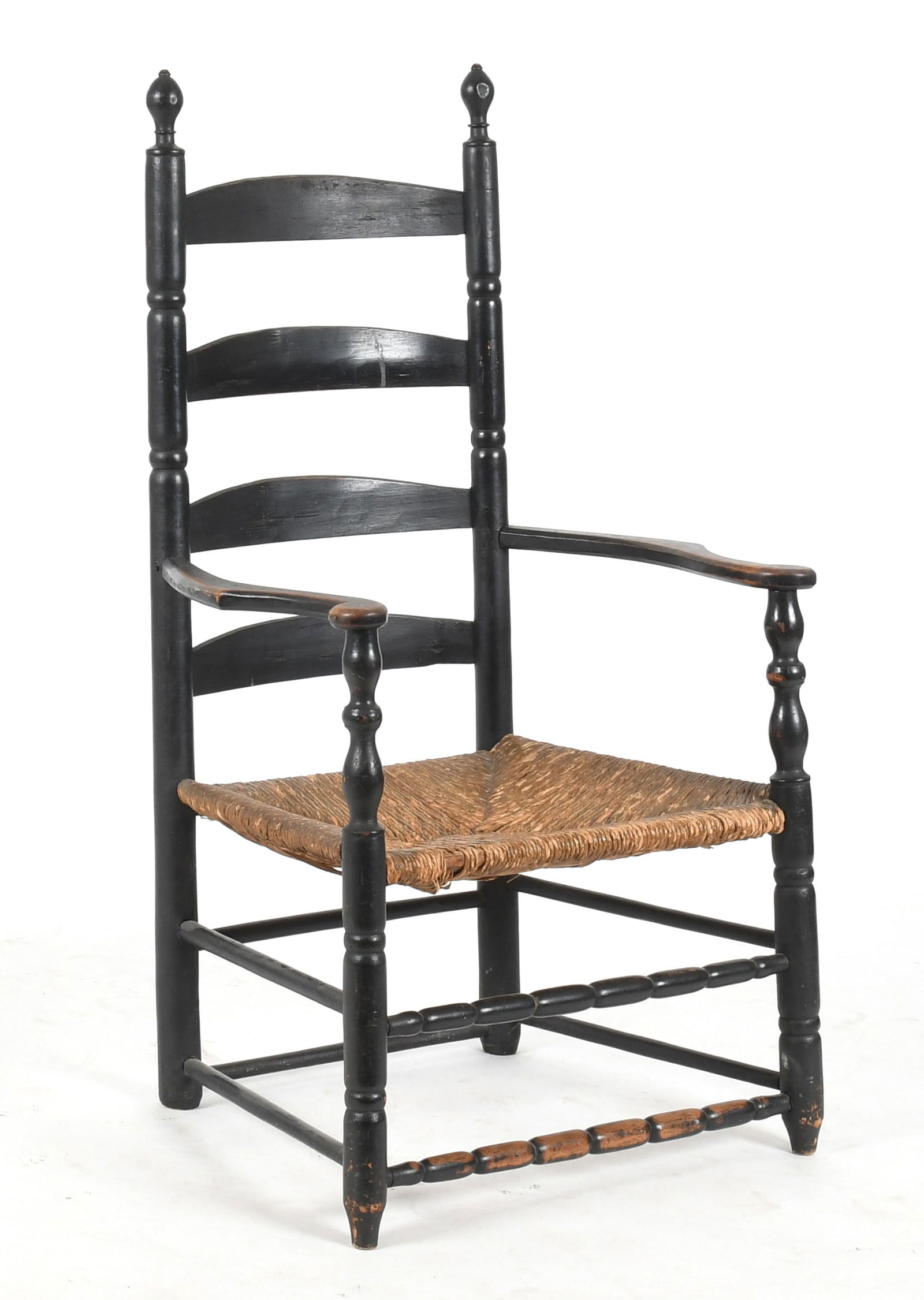 American Black-Painted Ladderback Armchair, 18th/19th Century (1 of 8)