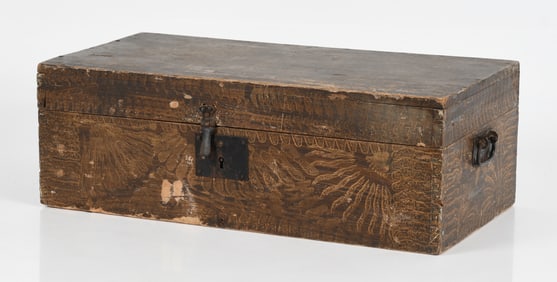 American Paint Decorated Dovetailed Box, 19th Century