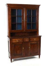 Sheraton Stained Softwood Two-Part Dutch Cupboard, 19th Century