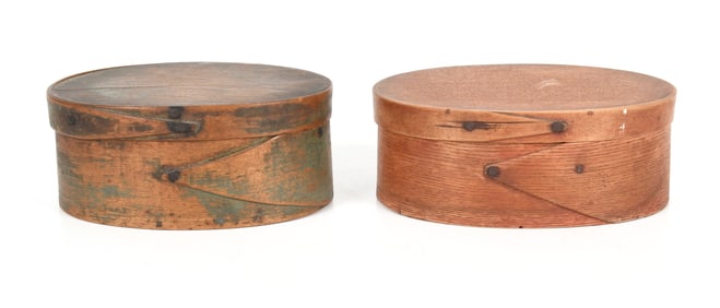 Two American Primitive Banded Pantry Boxes, 19th Century
