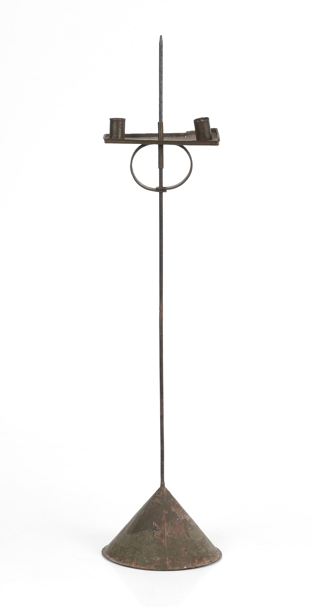 American Iron and Tin Two-Light Adjustable Candlestand, 19th Century (1 of 8)