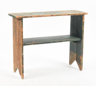 American Country Green-Painted Two-Tier Bucket Bench, 19th Century
