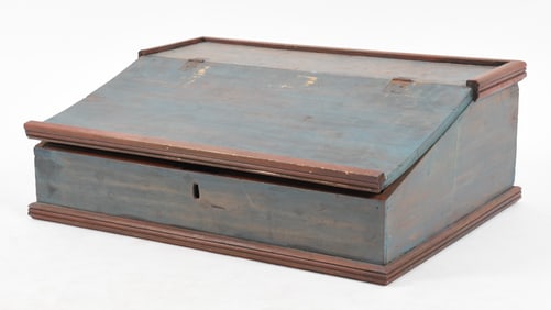 American Country Blue-Painted Pine Table-Top Writing Slope / Desk