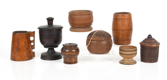 Eight Pieces of Turned Treen, 18th-19th Century