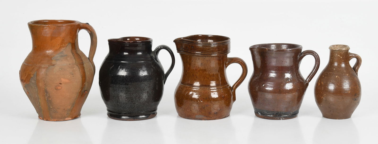 Five American Redware and Stoneware Jugs, 19th Century (1 of 11)