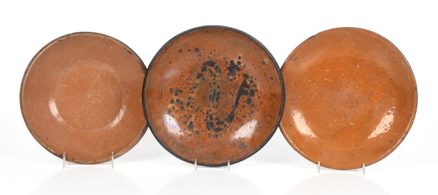 Three Pieces of American Redware Pottery, 19th Century
