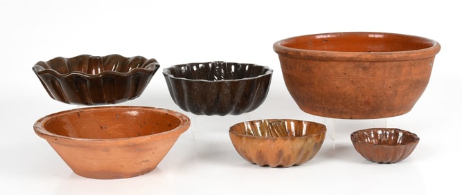 Assembled Group of American Redware Pottery, First Half 19th Century